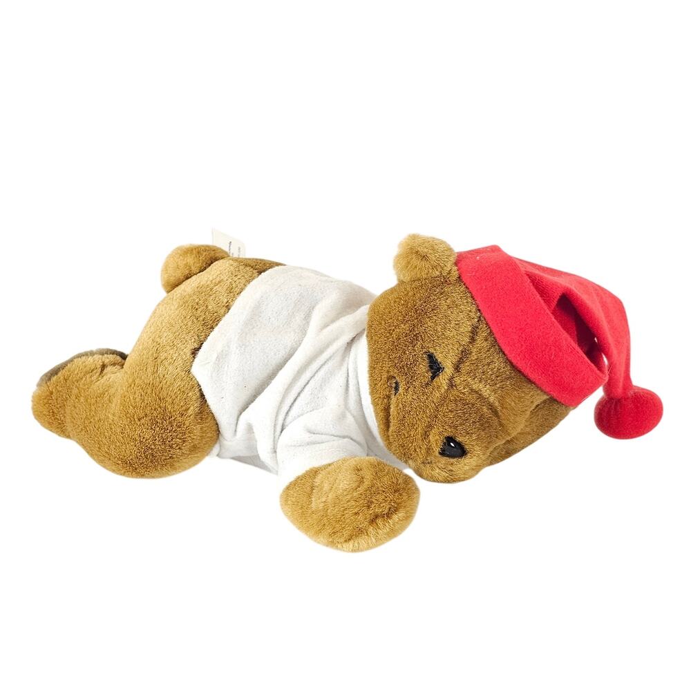 Celestial Seasonings Sleepytime Bear Plush Snoring Sound Vintage 1997 Red Hat